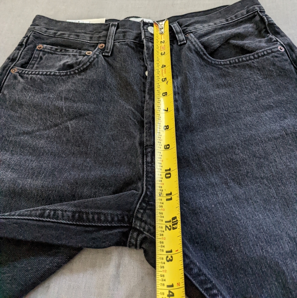 Agolde 90s Mid Rise Loose Jean Shorts Fallen Black - Picture 9 of 12